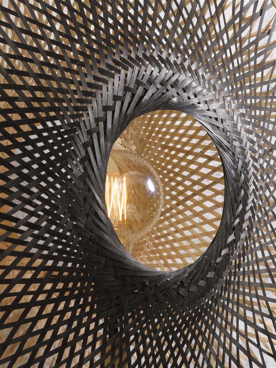 Good&Mojo I Stehleuchte I KALIMANTAN I Farbe: Natur/Schwarz I Schirm: Ø87 x 20