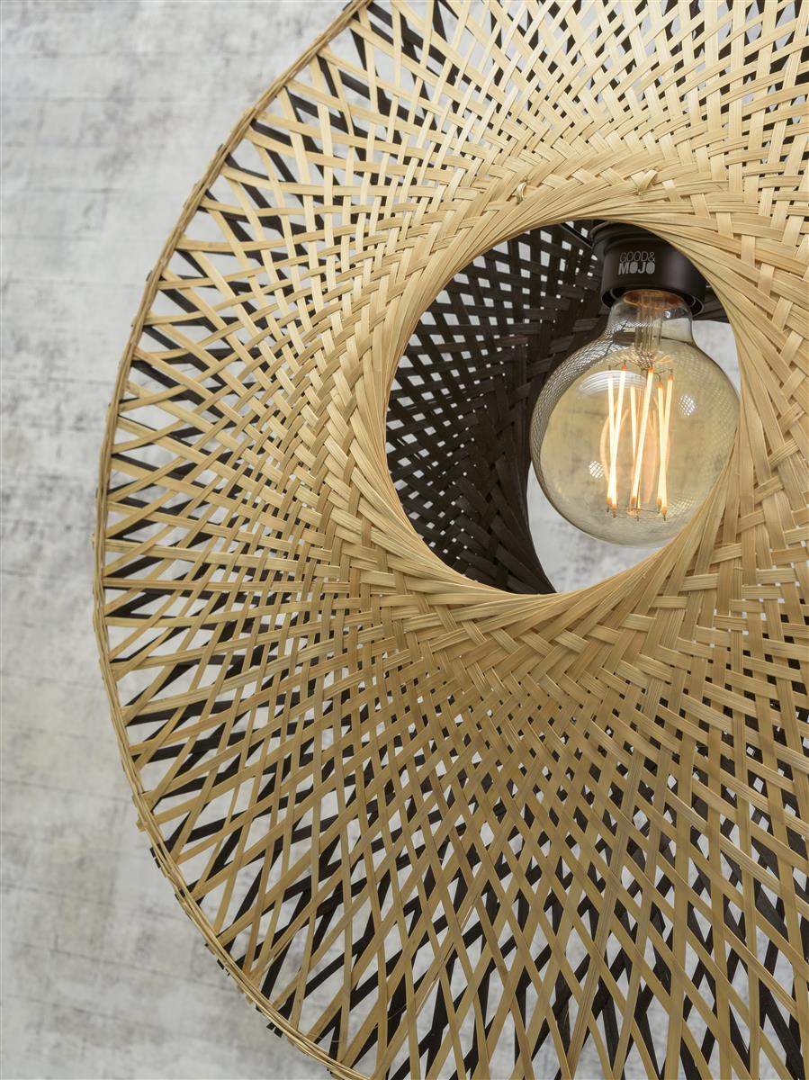 Good&Mojo I Hängeleuchte I KALIMANTAN I Farbe: Natur/Schwarz I Schirm: Ø44 x 12