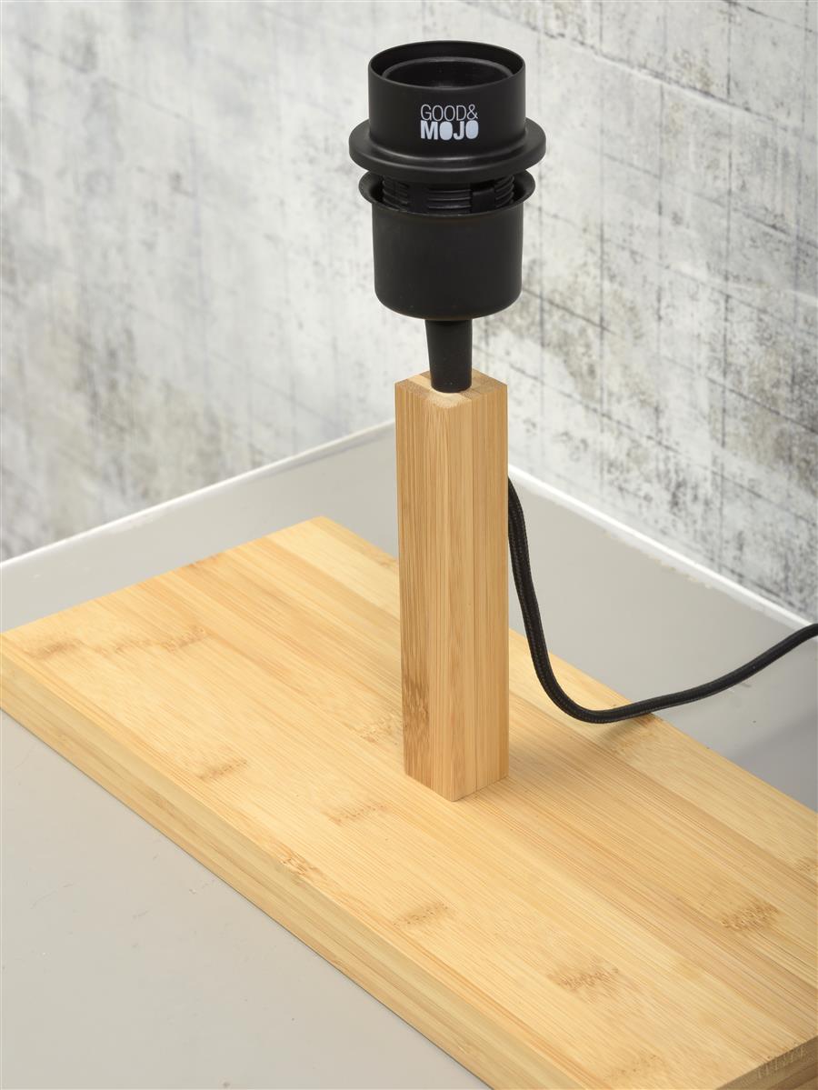 Good&Mojo I Tischleuchte I KALIMANTAN I Farbe: Natur/Schwarz I Schirm: Ø60 x 15