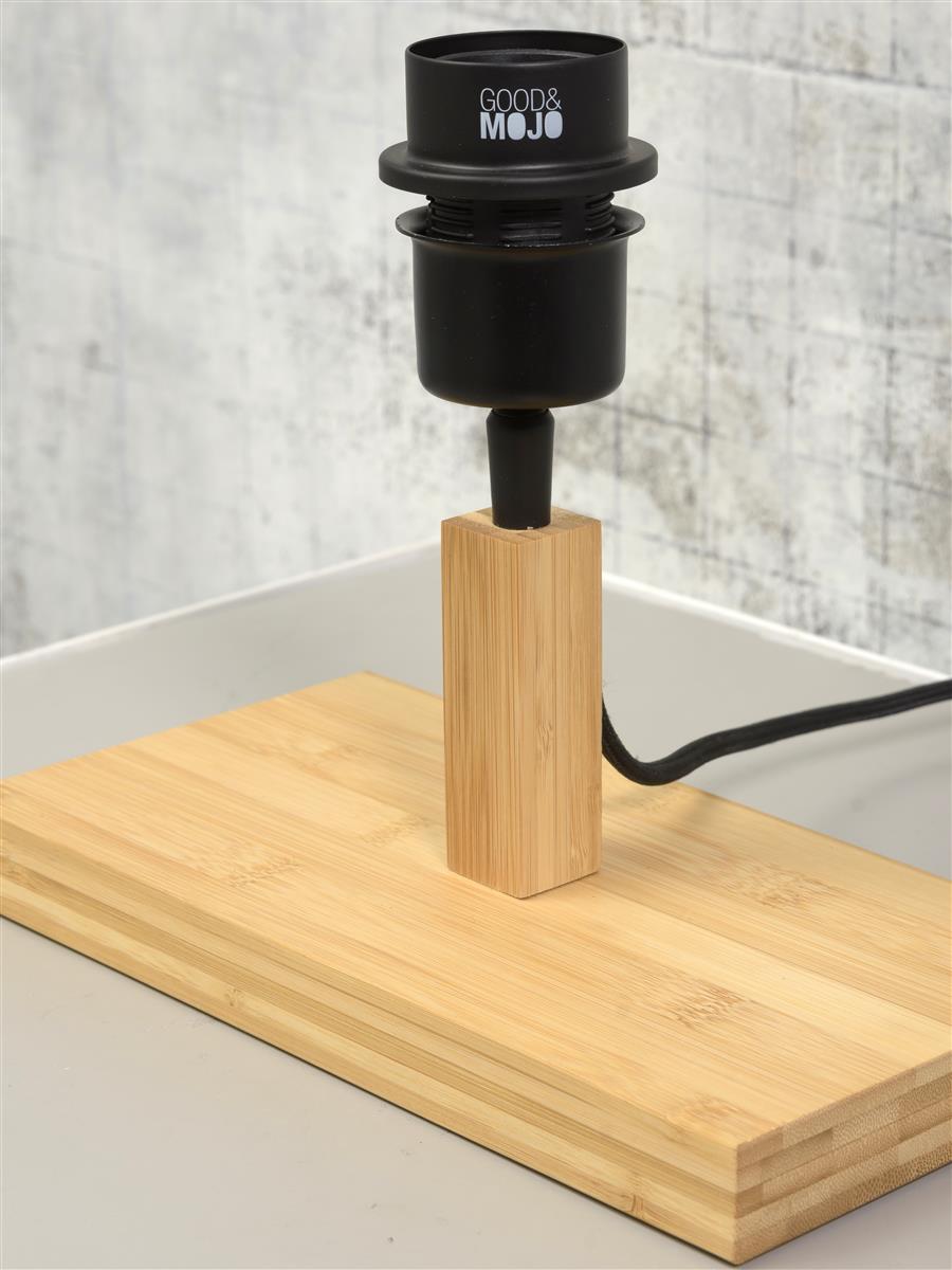 Good&Mojo I Tischleuchte I KALIMANTAN I Farbe: Natur/Schwarz I Schirm: Ø44 x 12