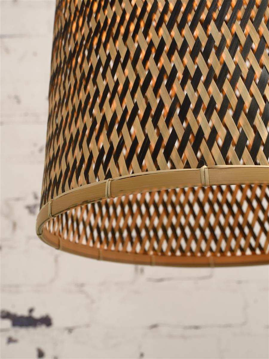 Good&Mojo I Hängeleuchte I KALIMANTAN I Farbe: Natur/Schwarz I Schirm: Ø37 x 66