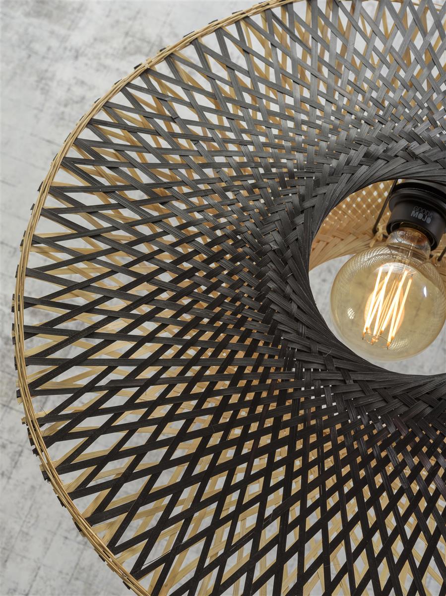 Good&Mojo I Hängeleuchte I KALIMANTAN I Farbe: Natur/Schwarz I Schirm: Ø44 x 12