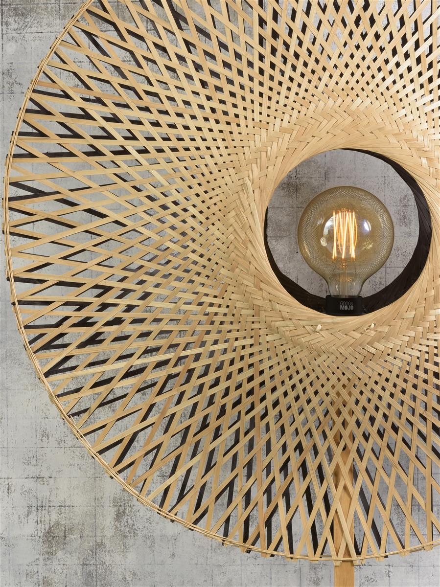 Good&Mojo I Stehleuchte I KALIMANTAN I Farbe: Natur/Schwarz I Schirm: Ø87 x 20