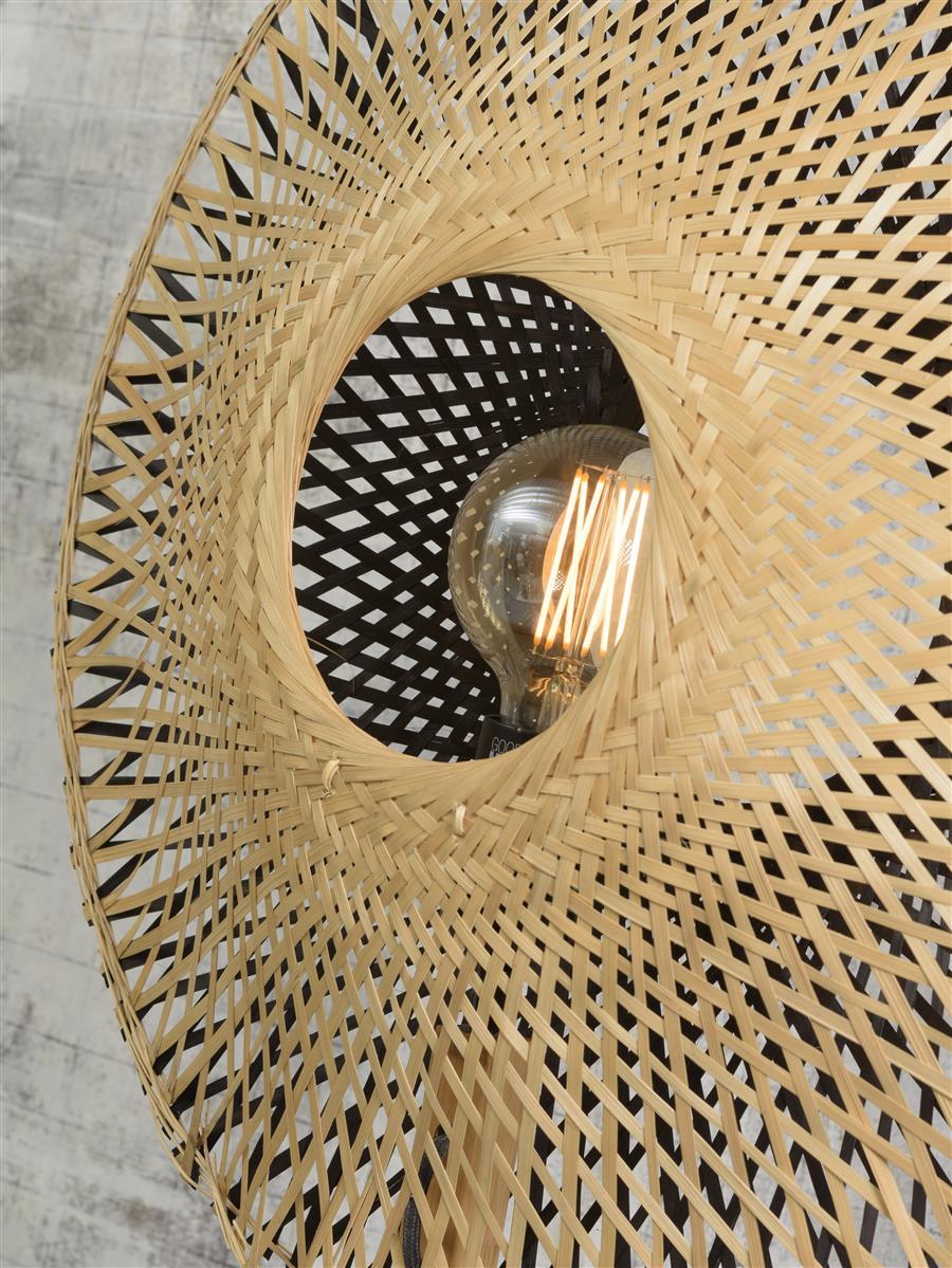 Good&Mojo I Stehleuchte I KALIMANTAN I Farbe: Natur/Schwarz I Schirm: Ø44 x 12