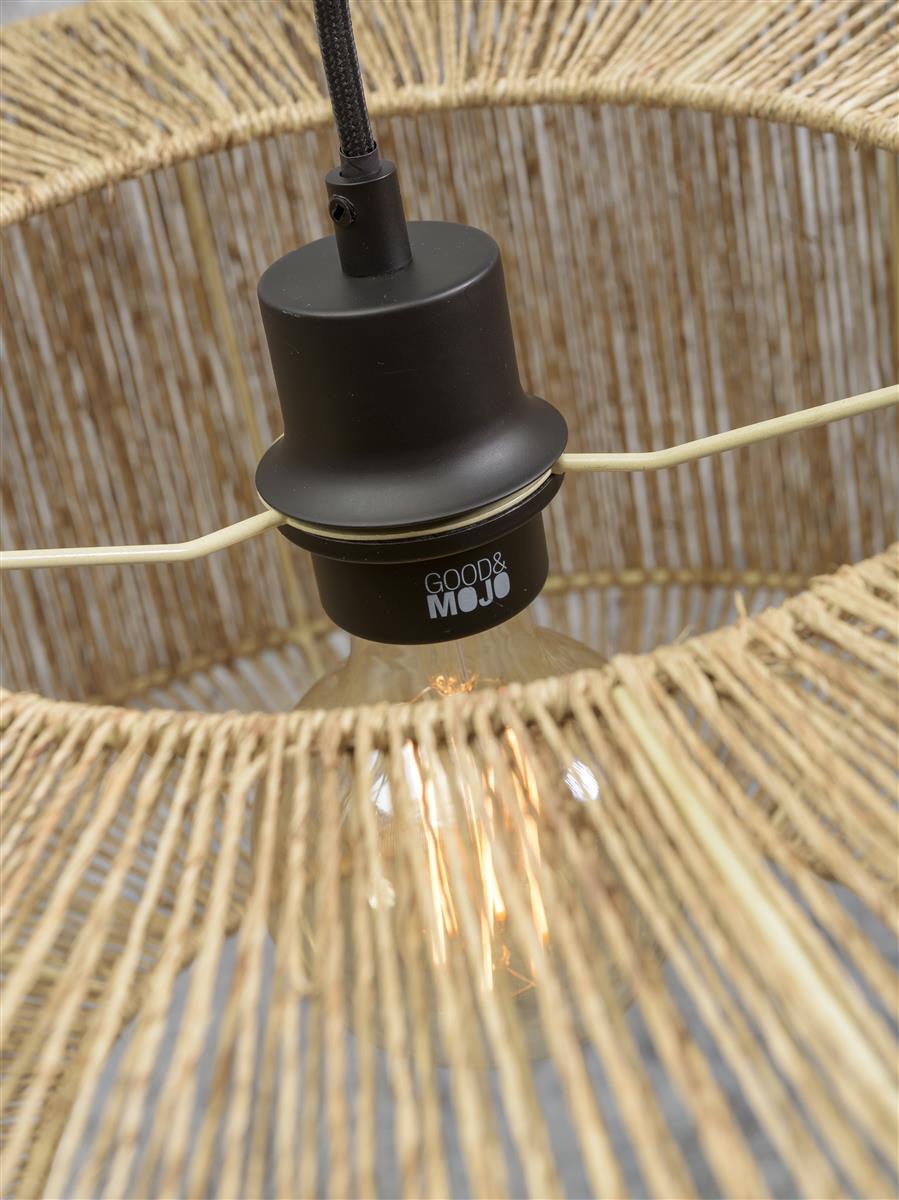 Good&Mojo I Hängeleuchte I IGUAZU I Farbe: Natur/Schwarz I Schirm: Ø50 x 22