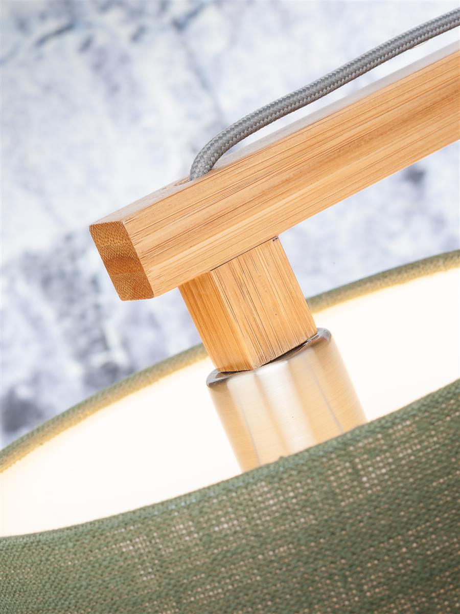 Good&Mojo I Tischleuchte I HIMALAYA I Farbe: Grüner Wald I Schirm: Ø18 x 15