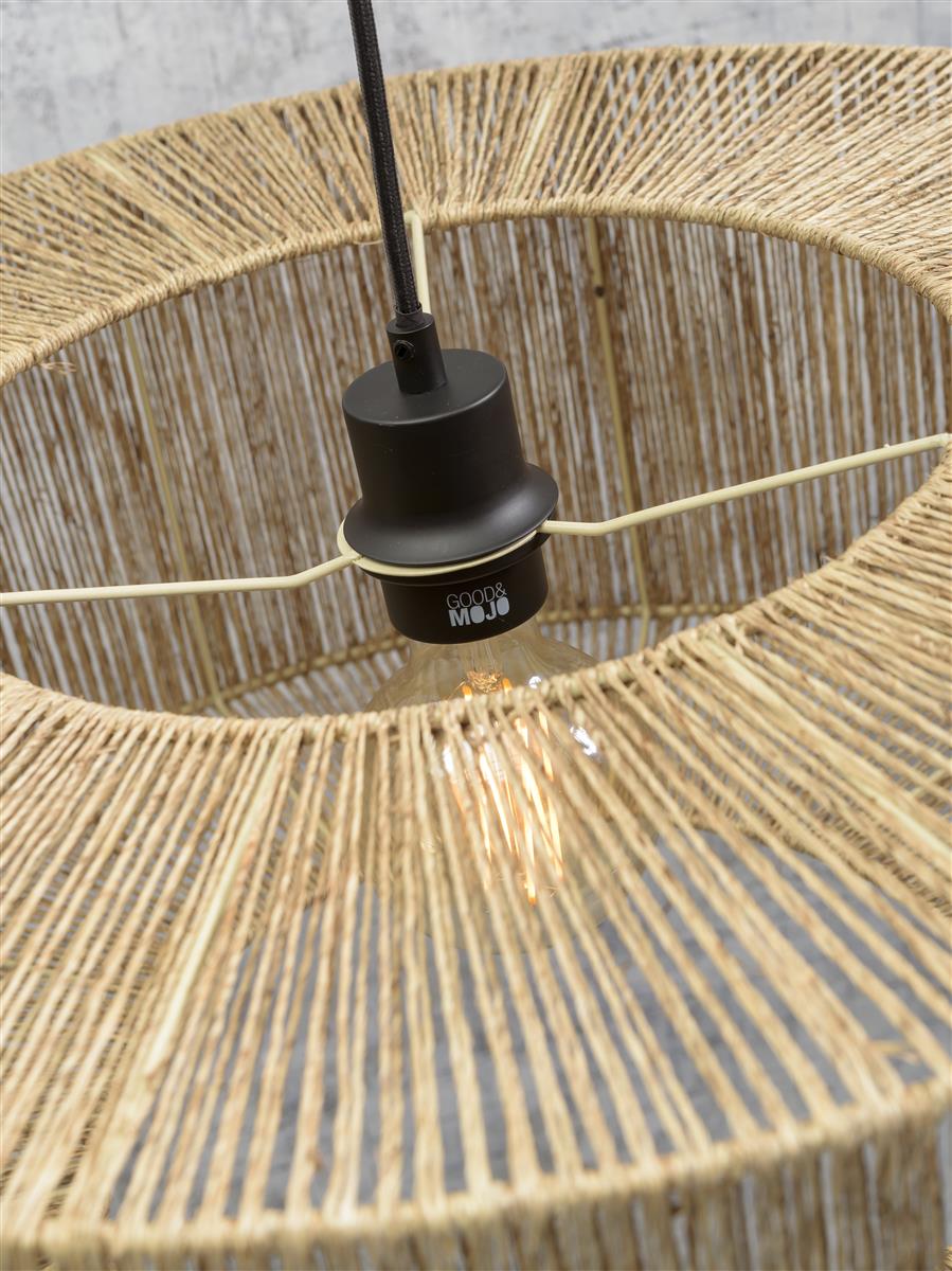 Good&Mojo I Stehleuchte I IGUAZU I Farbe: Natur/Schwarz I Schirm: Ø50 x 22