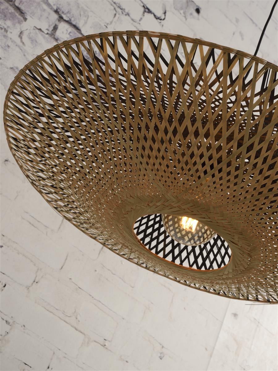 Good&Mojo I Hängeleuchte I KALIMANTAN I Farbe: Natur/Schwarz I Schirm: Ø87 x 20