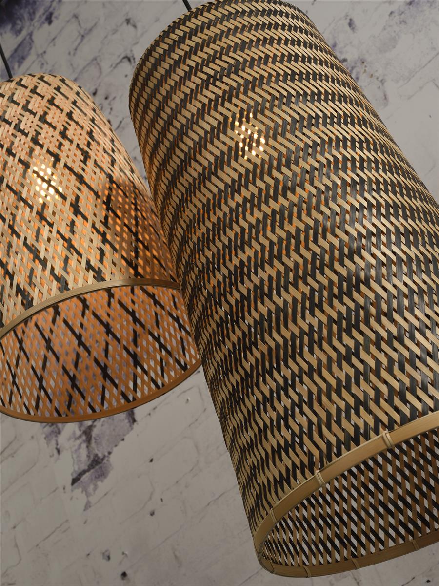 Good&Mojo I Hängeleuchte I KALIMANTAN I Farbe: Natur/Schwarz I Schirm: Ø37 x 66