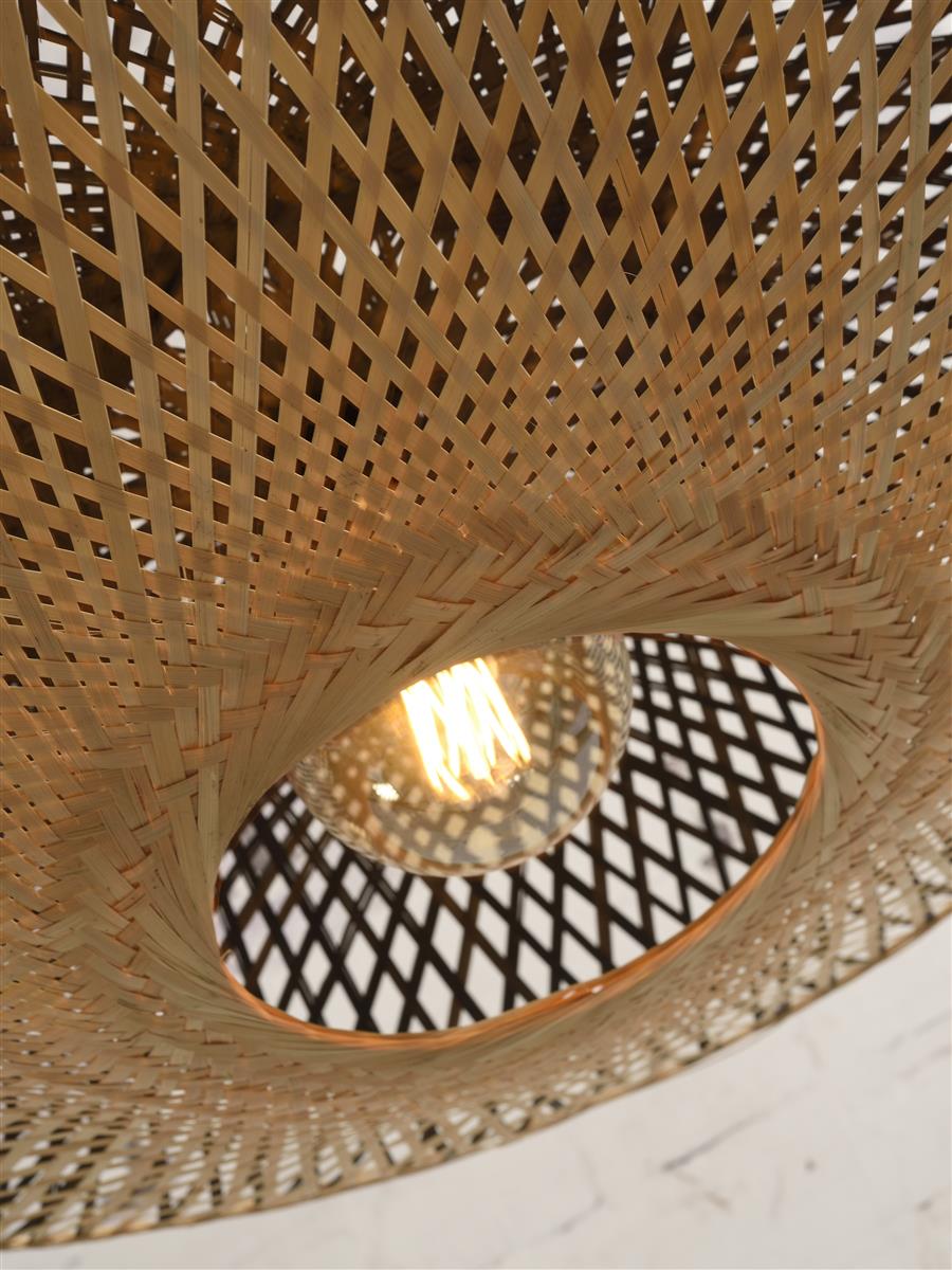 Good&Mojo I Hängeleuchte I KALIMANTAN I Farbe: Natur/Schwarz I Schirm: Ø87 x 20