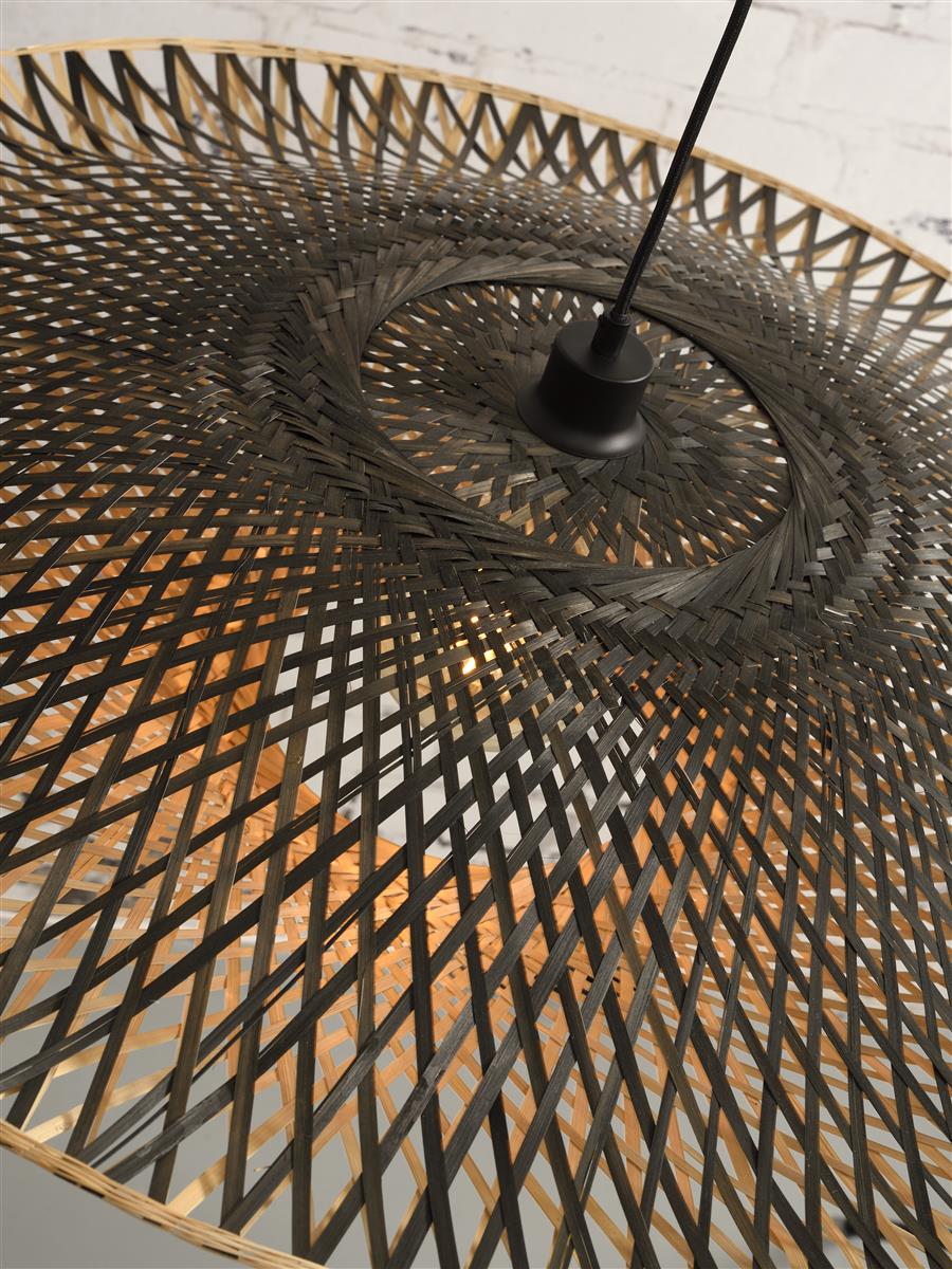 Good&Mojo I Hängeleuchte I KALIMANTAN I Farbe: Natur/Schwarz I Schirm: Ø87 x 20