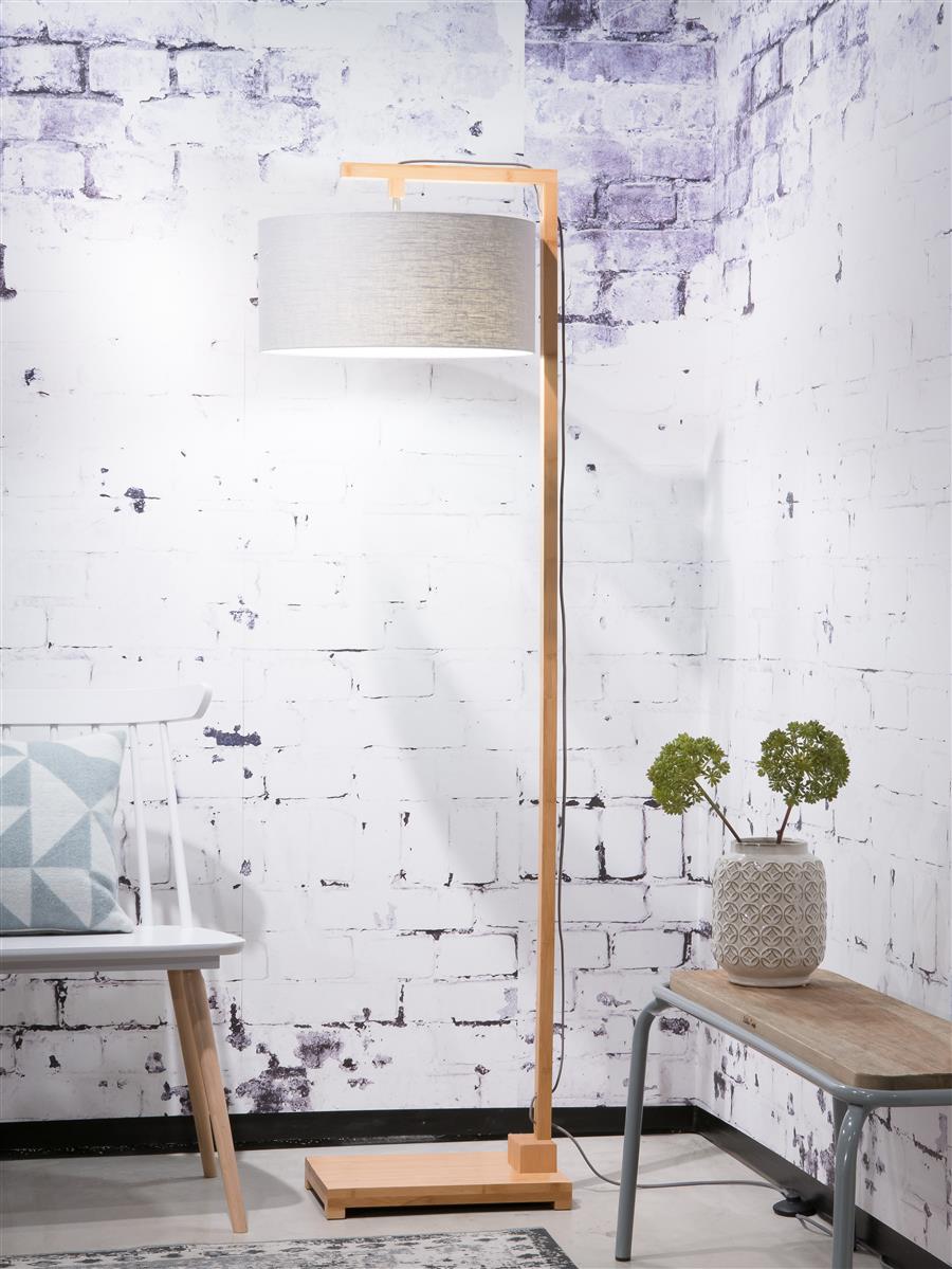 Good&Mojo I Stehleuchte I HIMALAYA I Farbe: Lichtgrau I Schirm: Ø47 x 23