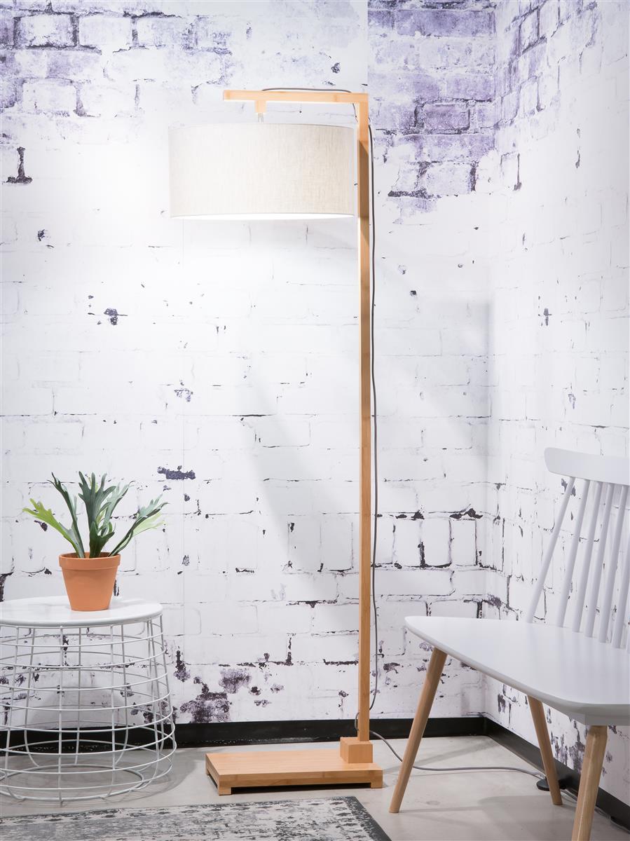 Good&Mojo I Stehleuchte I HIMALAYA I Farbe: helles Leinen I Schirm: Ø47 x 23