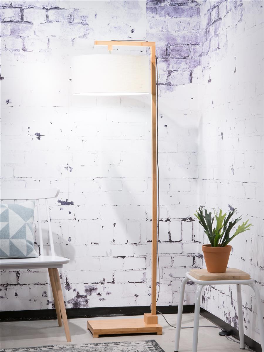 Good&Mojo I Stehleuchte I HIMALAYA I Farbe: Weiß I Schirm: Ø47 x 23