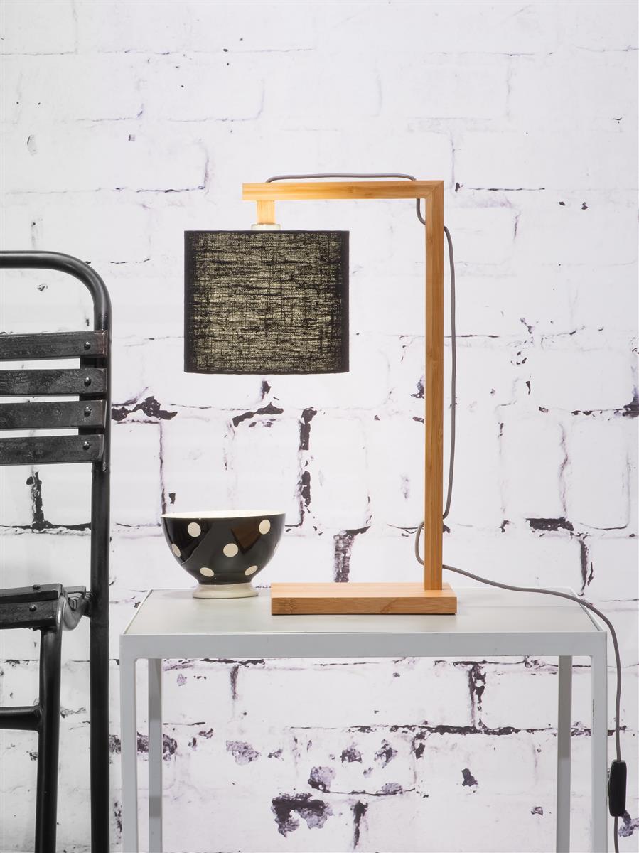 Good&Mojo I Tischleuchte I HIMALAYA I Farbe: Schwarz I Schirm: Ø18 x 15