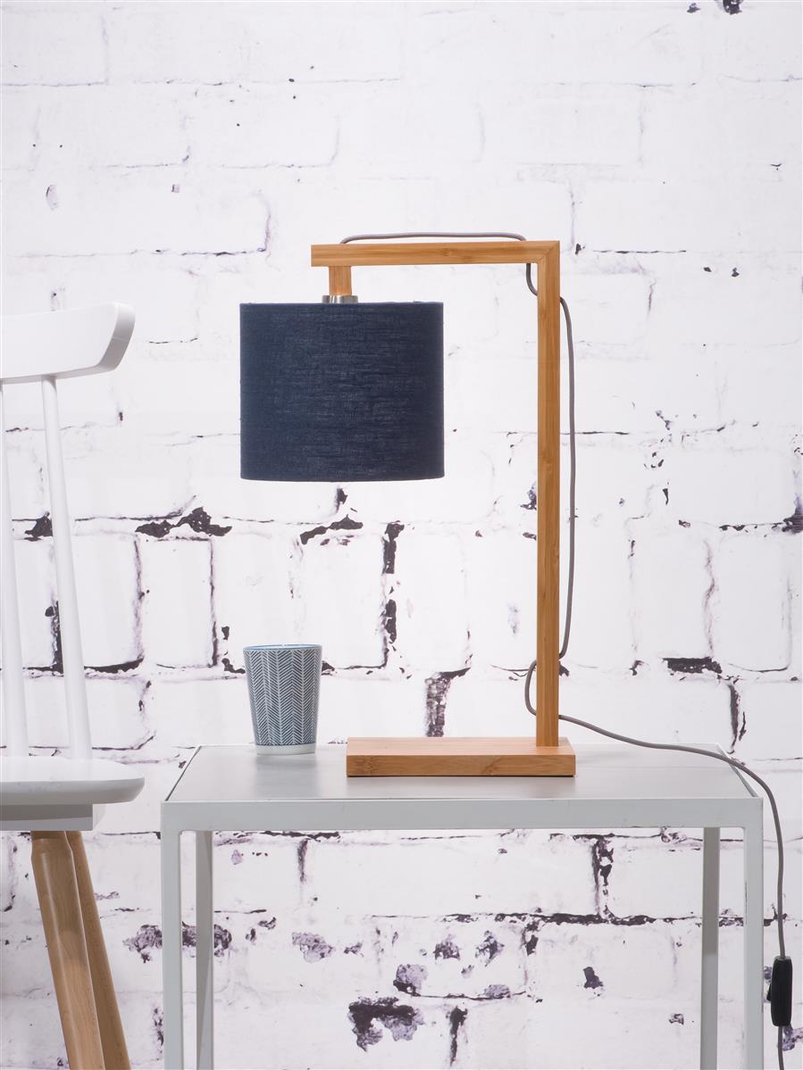 Good&Mojo I Tischleuchte I HIMALAYA I Farbe: blaues Denim I Schirm: Ø18 x 15