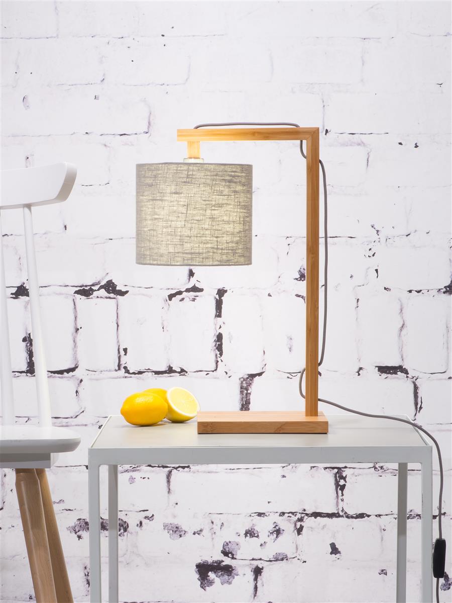 Good&Mojo I Tischleuchte I HIMALAYA I Farbe: Lichtgrau I Schirm: Ø18 x 15