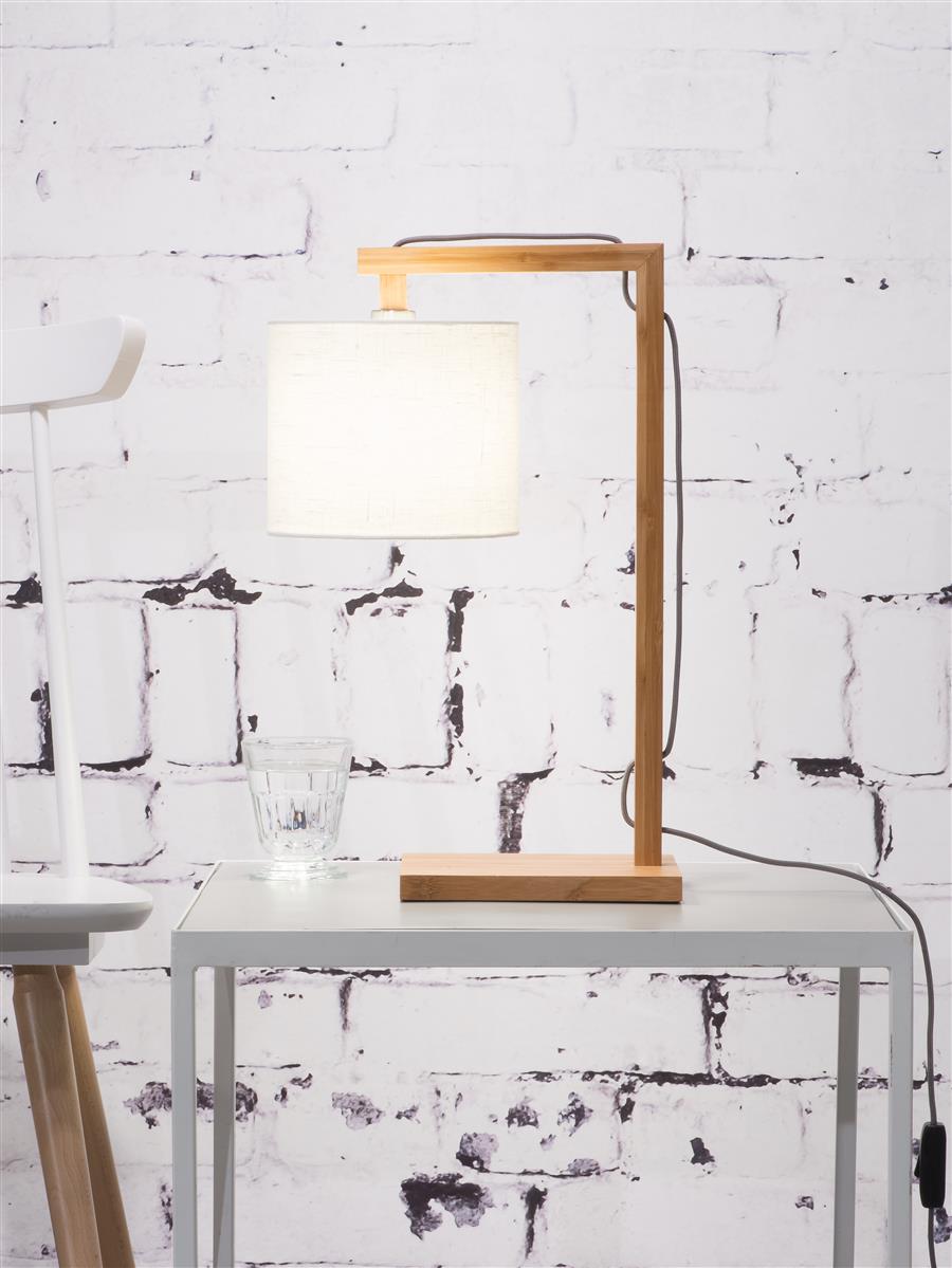 Good&Mojo I Tischleuchte I HIMALAYA I Farbe: Weiß I Schirm: Ø18 x 15