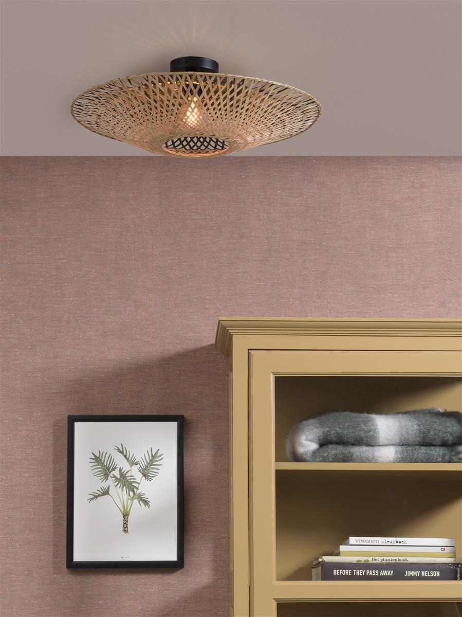 Good&Mojo I Deckenleuchte I KALIMANTAN I Farbe: Natur/Schwarz I Schirm: Ø60 x 15