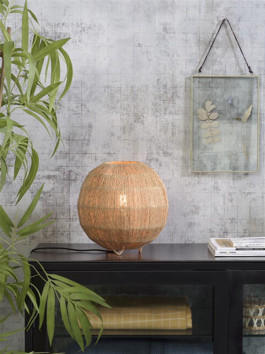 Good&Mojo I Tischleuchte I IGUAZU I Farbe: Natur/Schwarz I Schirm: Ø25 x 25