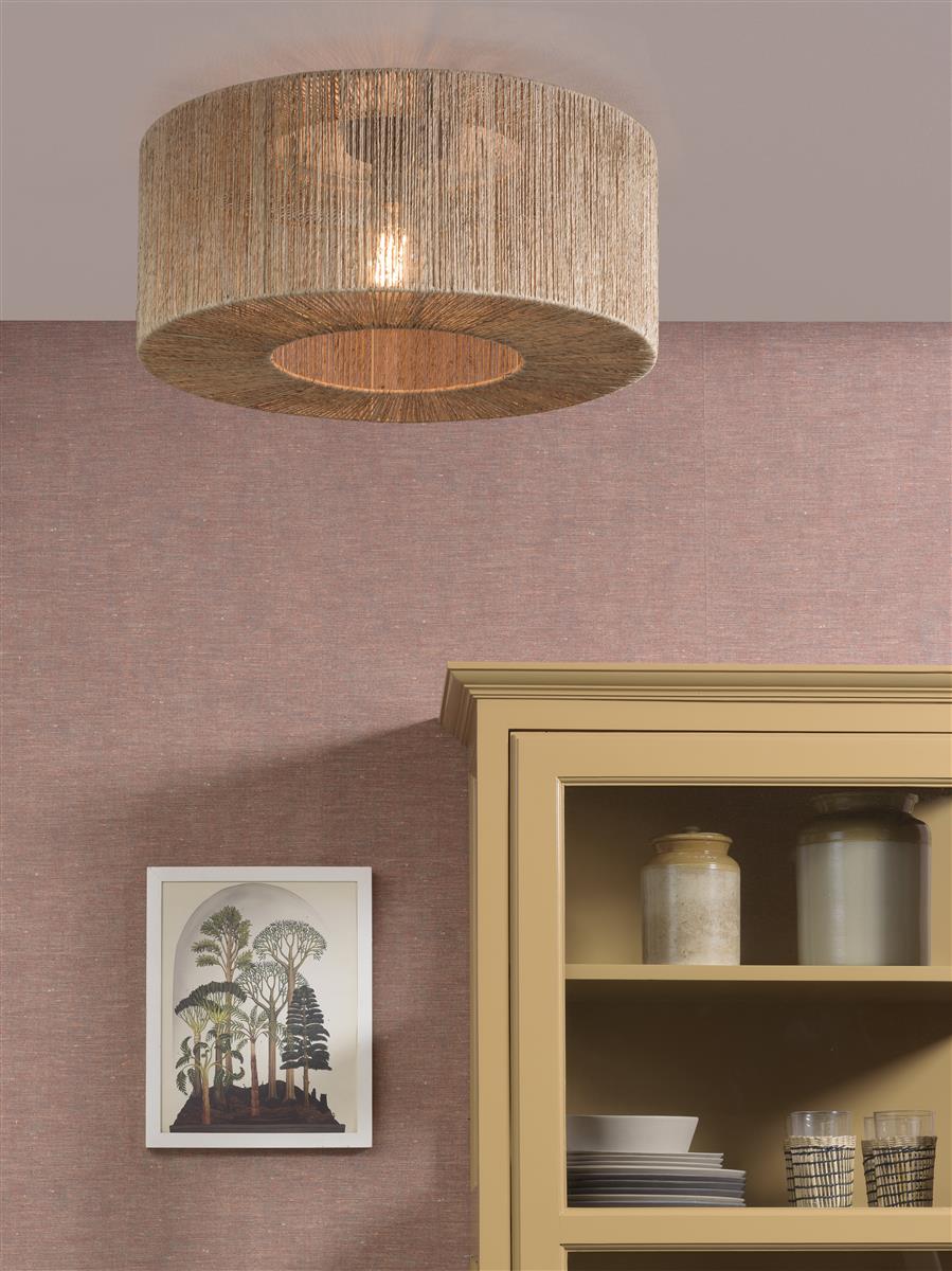 Good&Mojo I Deckenleuchte I IGUAZU I Farbe: Natur/Schwarz I Schirm: Ø60 x 25