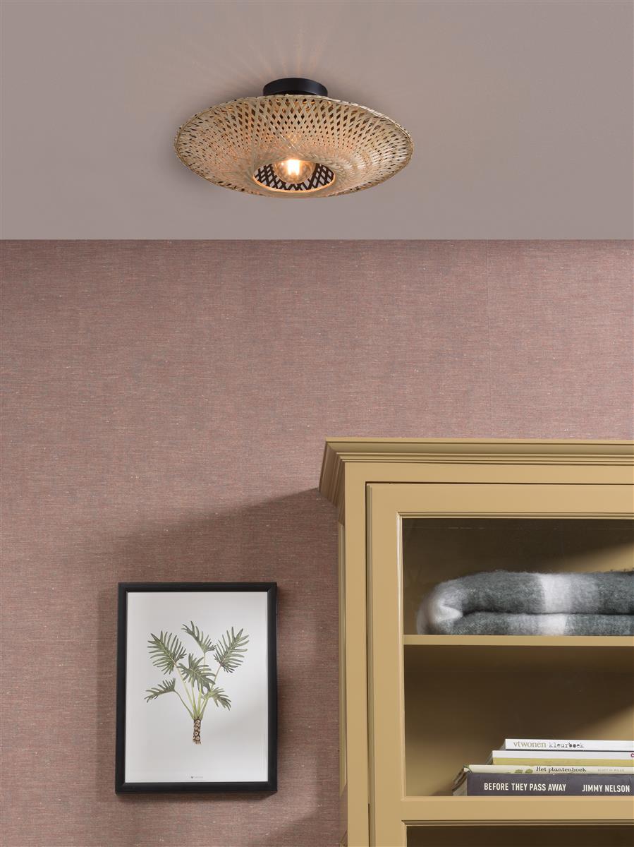 Good&Mojo I Deckenleuchte I KALIMANTAN I Farbe: Natur/Schwarz I Schirm: Ø44 x 12