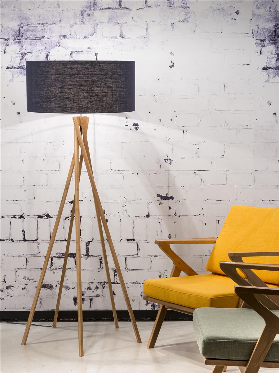 Good&Mojo I Stehleuchte I KILIMANJARO I Farbe: blaues Denim I Schirm: Ø60 x 30