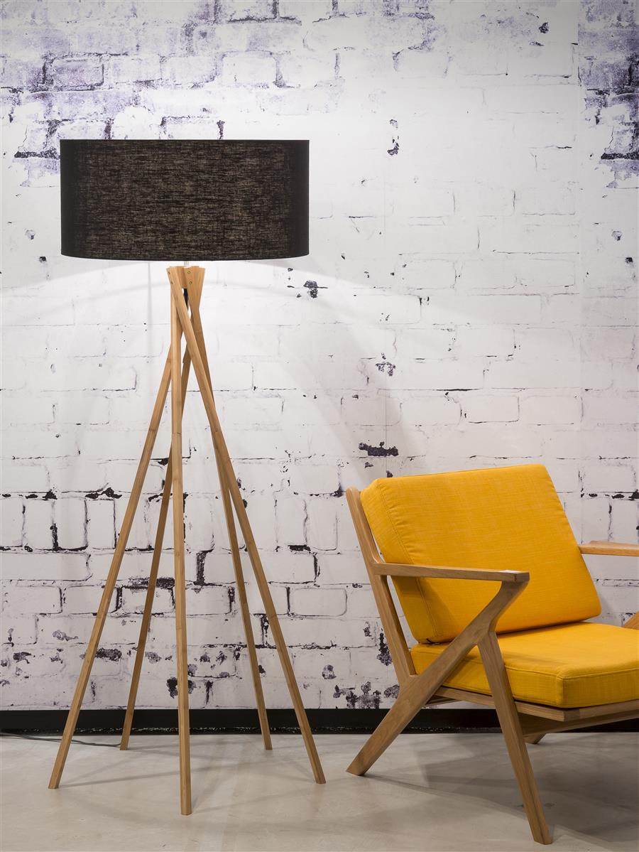 Good&Mojo I Stehleuchte I KILIMANJARO I Farbe: Schwarz I Schirm: Ø60 x 30