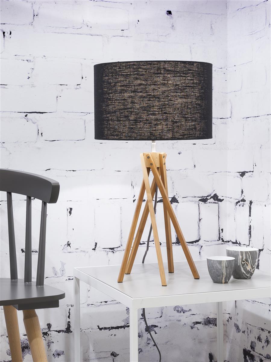 Good&Mojo I Tischleuchte I KILIMANJARO I Farbe: Schwarz I Schirm: Ø32 x 20