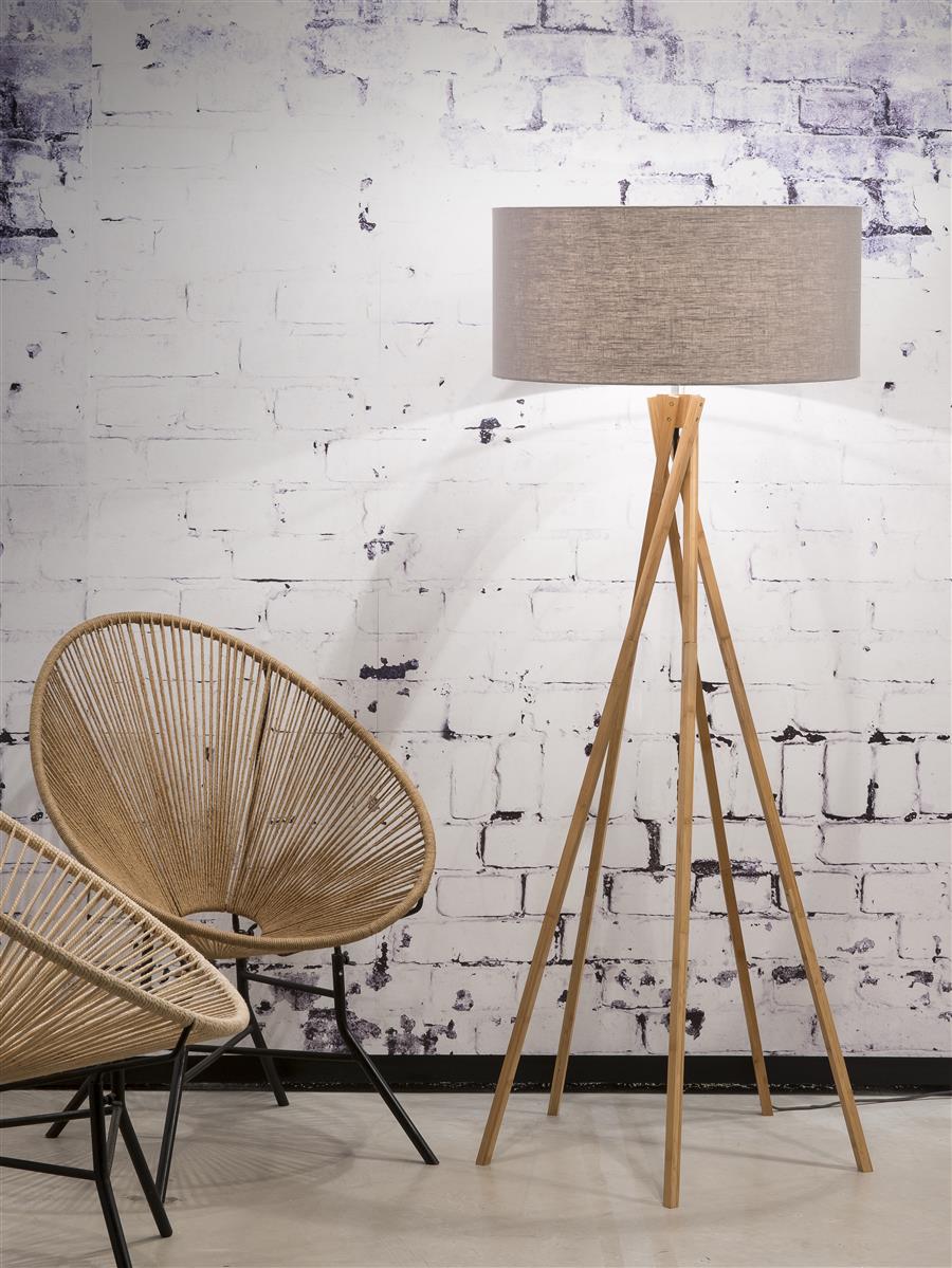 Good&Mojo I Stehleuchte I KILIMANJARO I Farbe: Lichtgrau I Schirm: Ø60 x 30