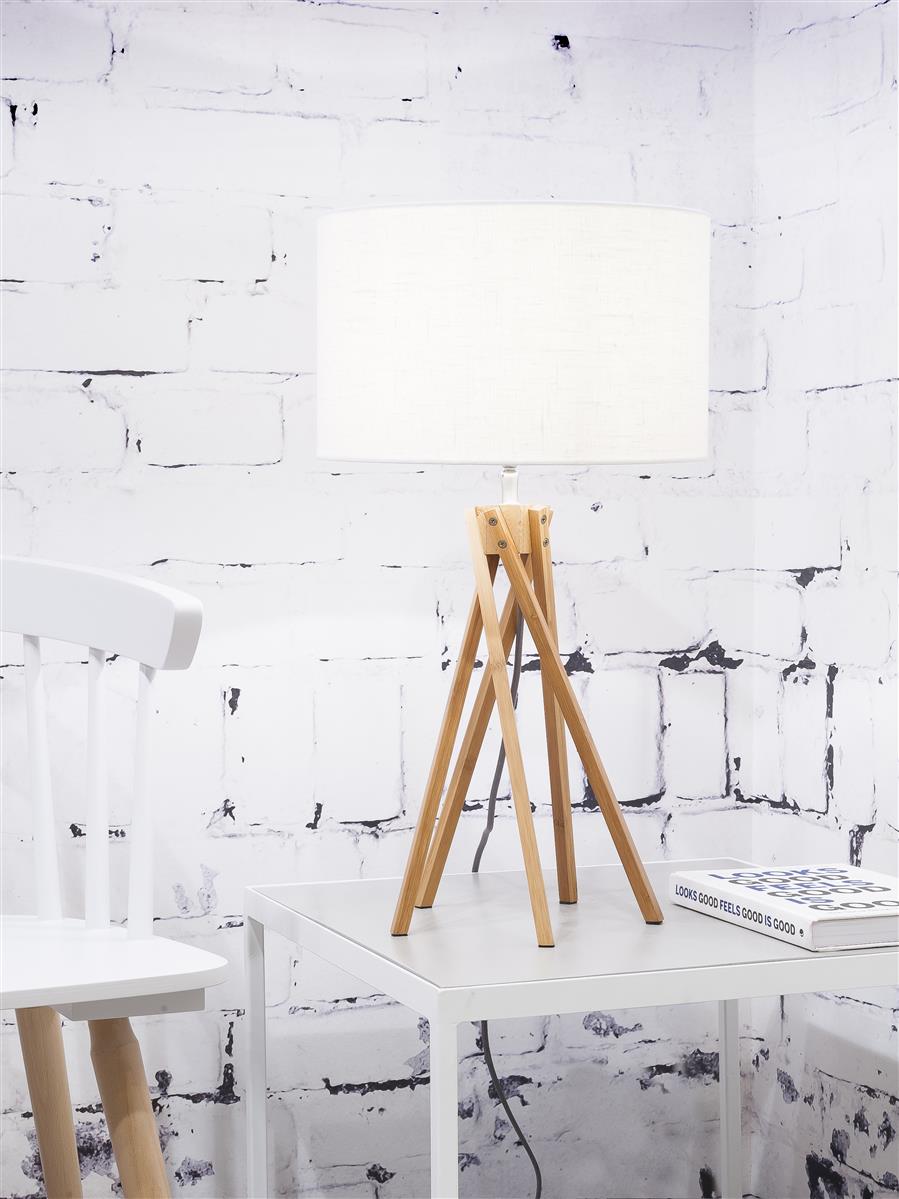 Good&Mojo I Tischleuchte I KILIMANJARO I Farbe: Weiß I Schirm: Ø32 x 20