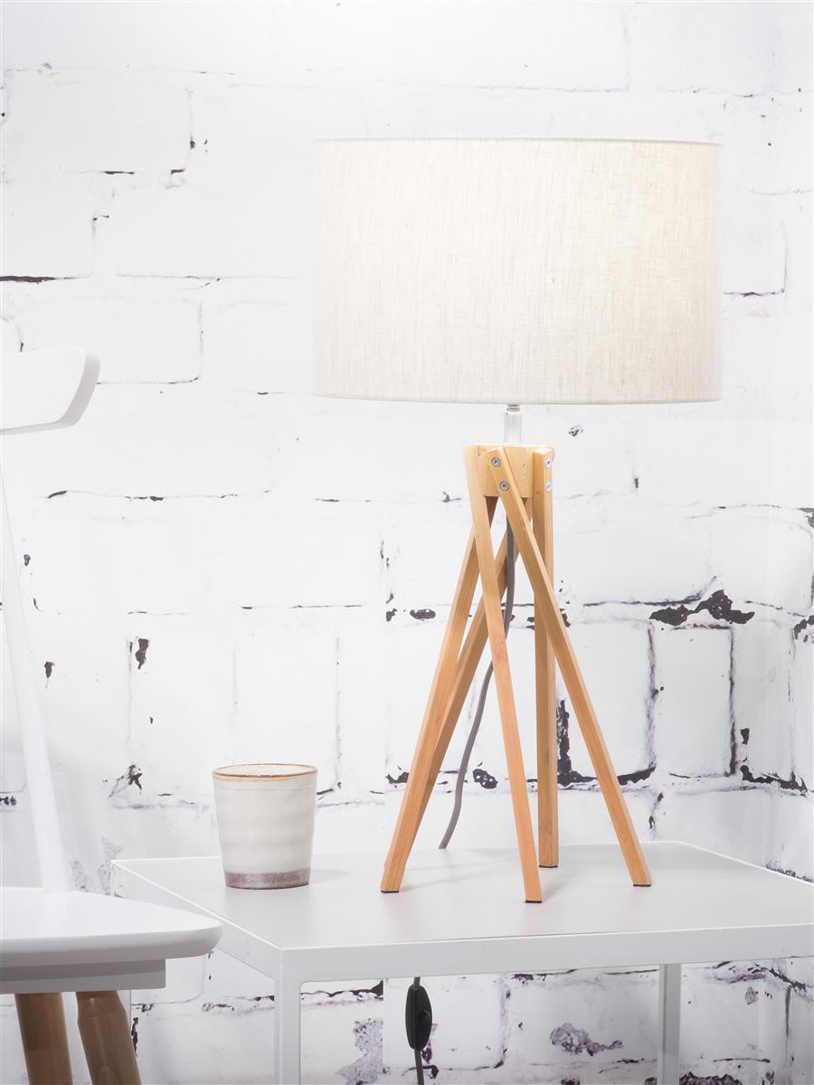 Good&Mojo I Tischleuchte I KILIMANJARO I Farbe: helles Leinen I Schirm: Ø32 x 20