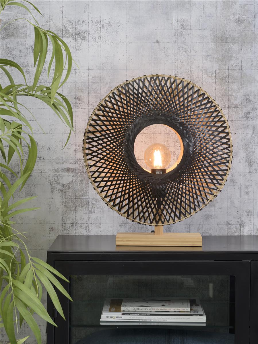 Good&Mojo I Tischleuchte I KALIMANTAN I Farbe: Natur/Schwarz I Schirm: Ø44 x 12