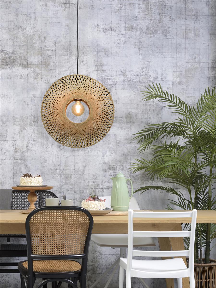 Good&Mojo I Hängeleuchte I KALIMANTAN I Farbe: Natur/Schwarz I Schirm: Ø44 x 12