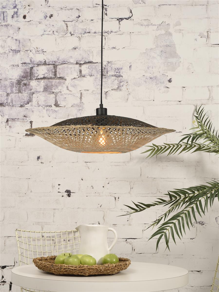 Good&Mojo I Hängeleuchte I KALIMANTAN I Farbe: Natur/Schwarz I Schirm: Ø60 x 15
