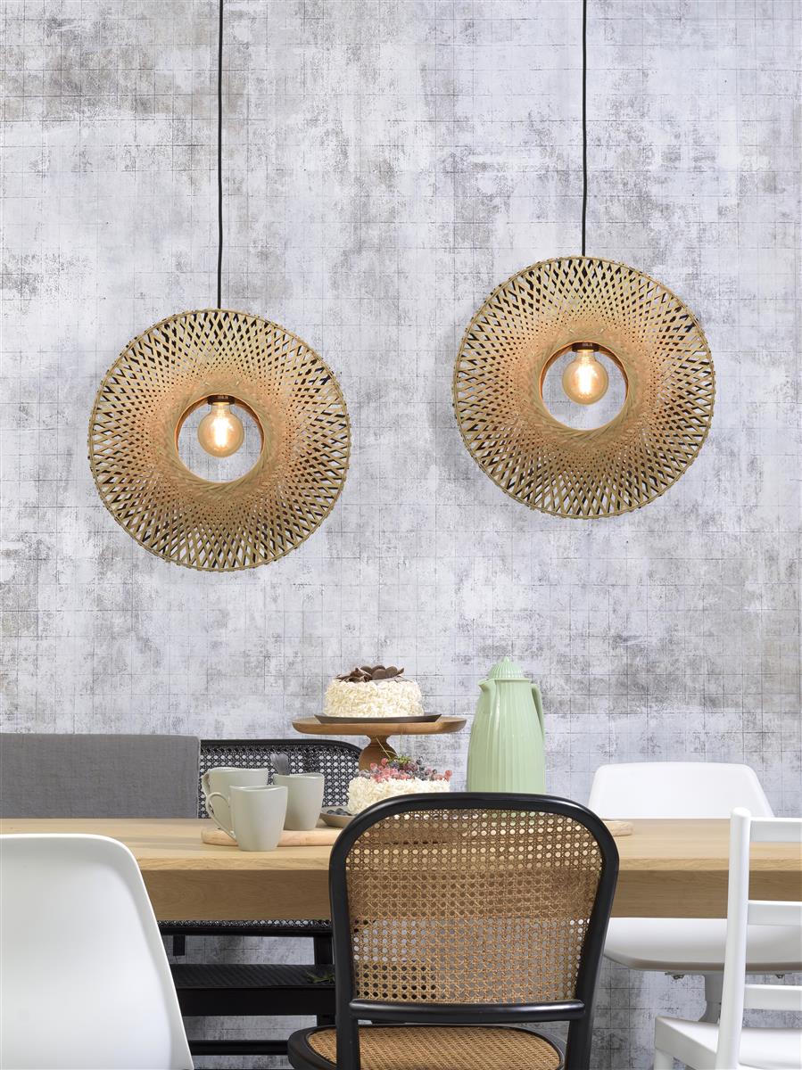 Good&Mojo I Hängeleuchte I KALIMANTAN I Farbe: Natur/Schwarz I Schirm: Ø44 x 12