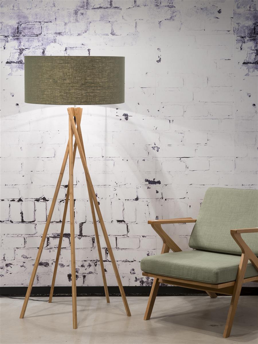 Good&Mojo I Stehleuchte I KILIMANJARO I Farbe: Grüner Wald I Schirm: Ø60 x 30