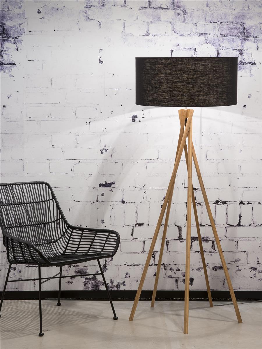 Good&Mojo I Stehleuchte I KILIMANJARO I Farbe: Schwarz I Schirm: Ø60 x 30