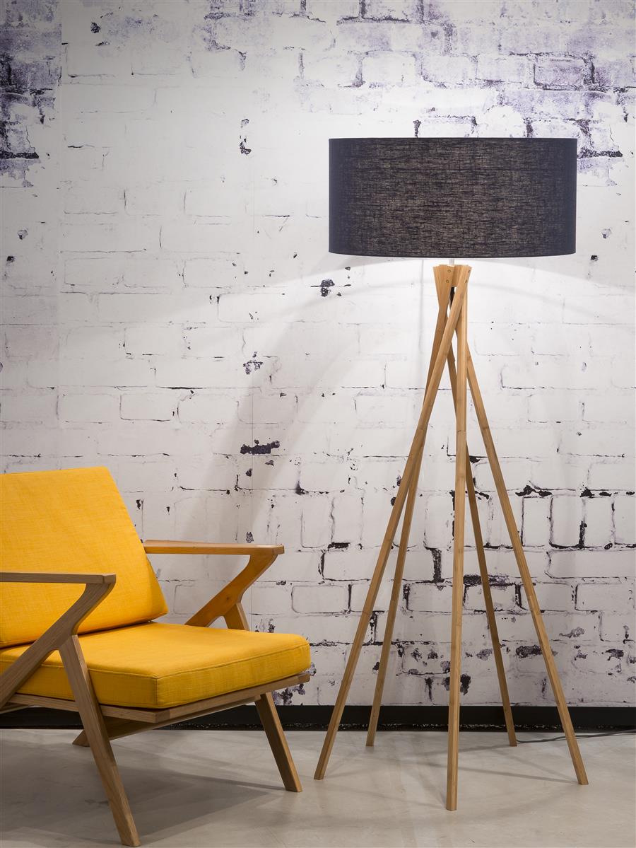 Good&Mojo I Stehleuchte I KILIMANJARO I Farbe: blaues Denim I Schirm: Ø60 x 30