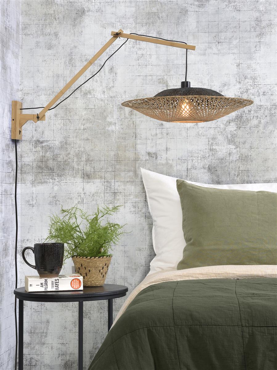 Good&Mojo I Wandleuchte I KALIMANTAN I Farbe: Natur/Schwarz I Schirm: Ø60 x 15