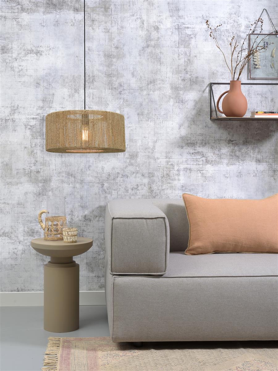 Good&Mojo I Hängeleuchte I IGUAZU I Farbe: Natur/Schwarz I Schirm: Ø50 x 22