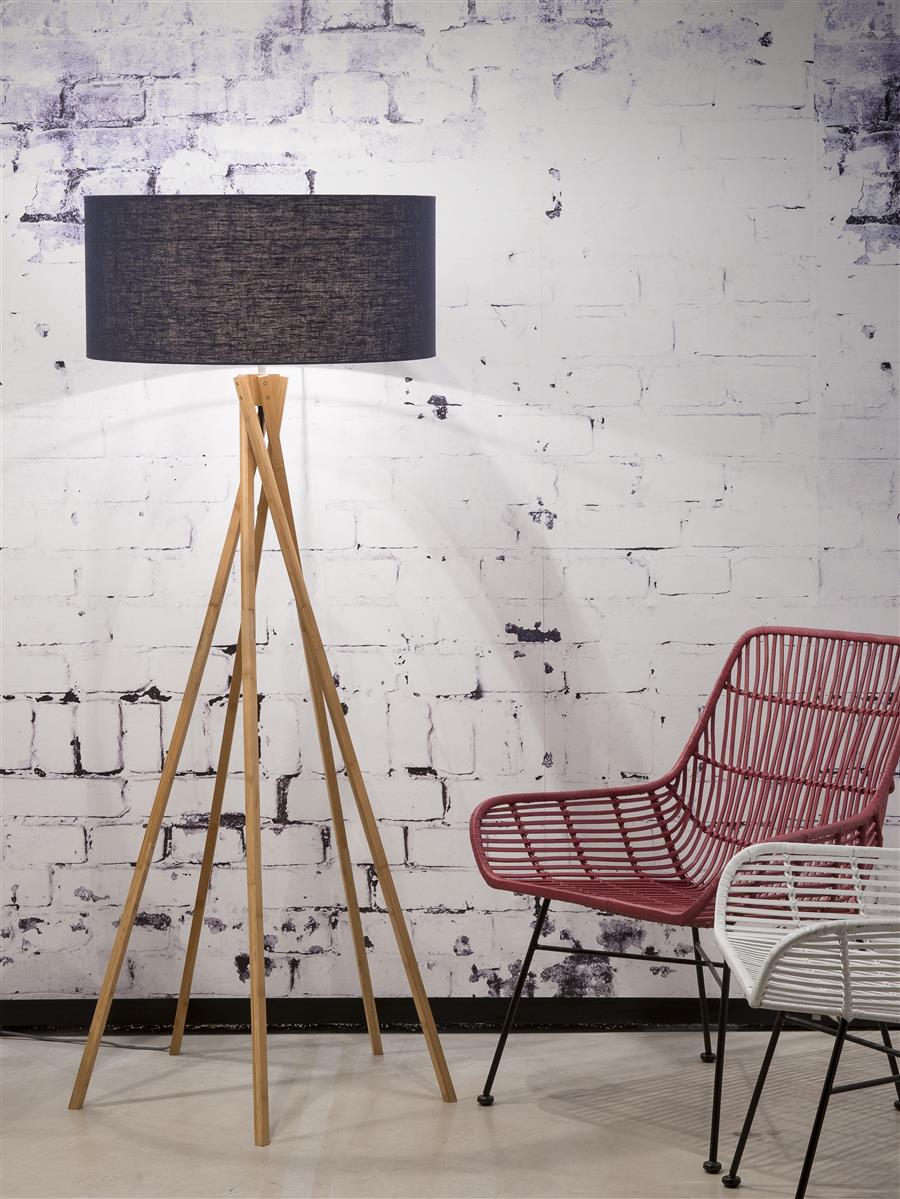 Good&Mojo I Stehleuchte I KILIMANJARO I Farbe: blaues Denim I Schirm: Ø60 x 30