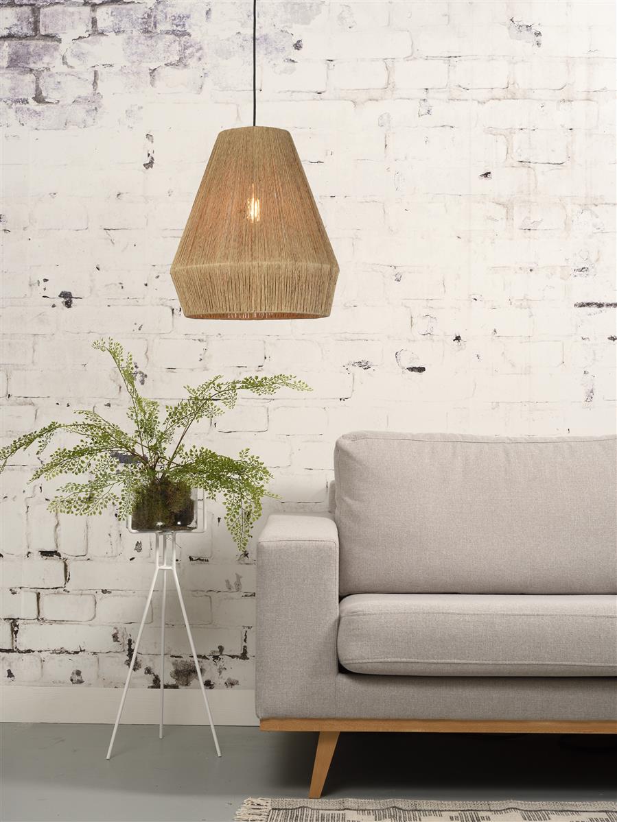 Good&Mojo I Hängeleuchte I IGUAZU I Farbe: Natur/Schwarz I Schirm: Ø40 x 47