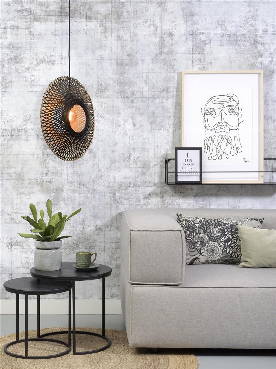 Good&Mojo I Hängeleuchte I KALIMANTAN I Farbe: Natur/Schwarz I Schirm: Ø44 x 12