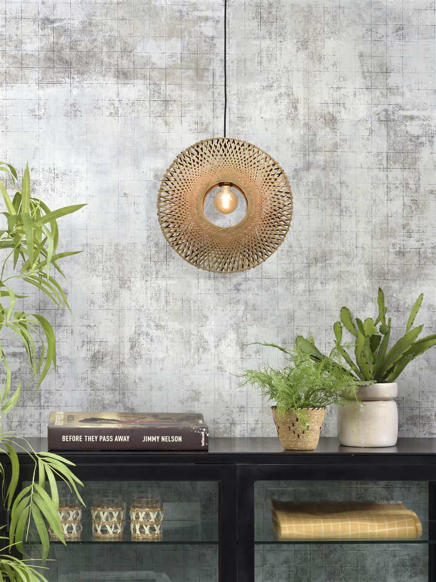 Good&Mojo I Hängeleuchte I KALIMANTAN I Farbe: Natur/Schwarz I Schirm: Ø44 x 12