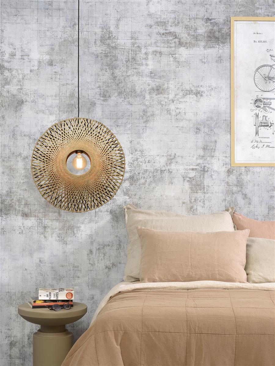 Good&Mojo I Hängeleuchte I KALIMANTAN I Farbe: Natur/Schwarz I Schirm: Ø60 x 15