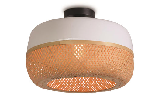 Good&Mojo I Deckenleuchte I MEKONG I Farbe: Natur/Weiß I Schirm: Ø44 x 22