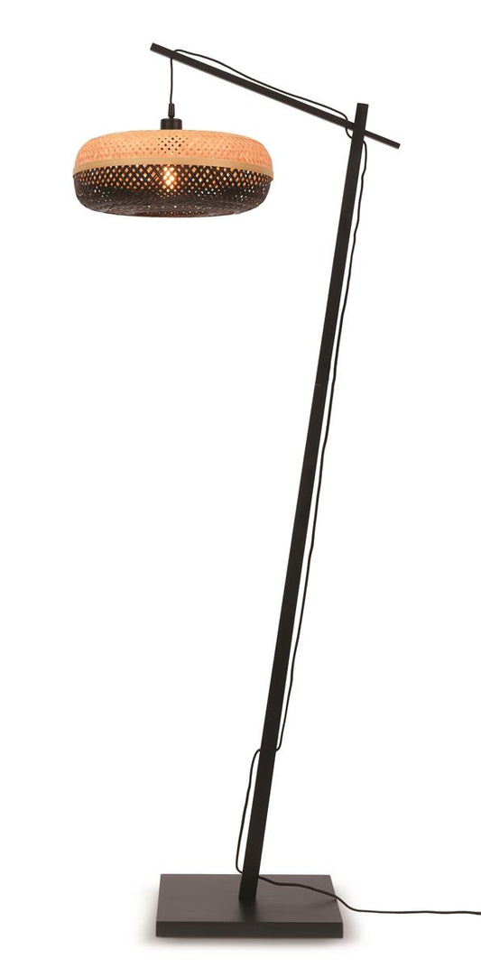 Good&Mojo I Stehleuchte I PALAWAN I Farbe: Natur/Schwarz I Schirm: Ø40 x 15
