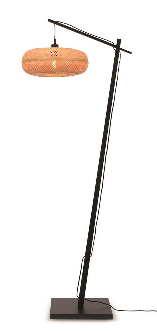 Good&Mojo I Stehleuchte I PALAWAN I Farbe: Natur/Schwarz I Schirm: Ø40 x 15