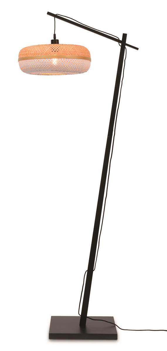 Good&Mojo I Stehleuchte I PALAWAN I Farbe: Natur/Schwarz/Weiß I Schirm: Ø40 x 15